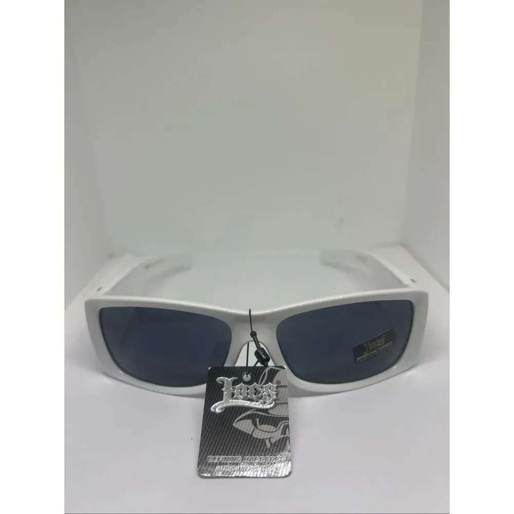 Locs White Frame Black Smoke Lens Sunglasses UV400 Hardcore Shades